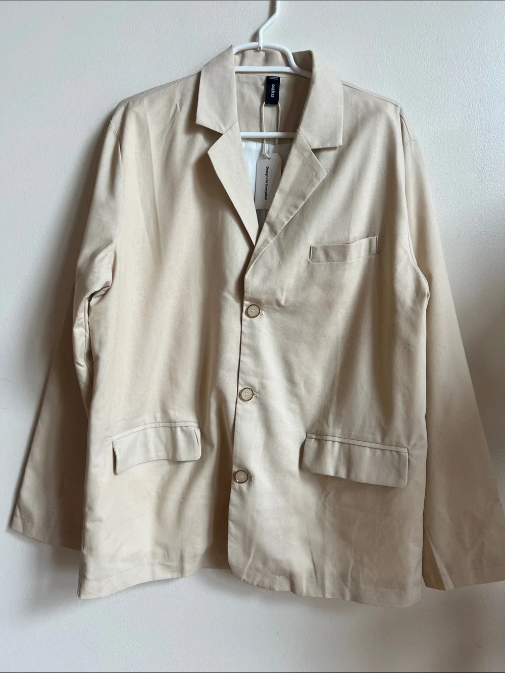 Linen Cream Single-Breasted Relaxed Blazer - Ouka